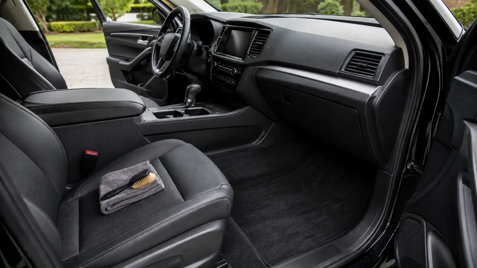 Professionally cleaned modern vehicle interior